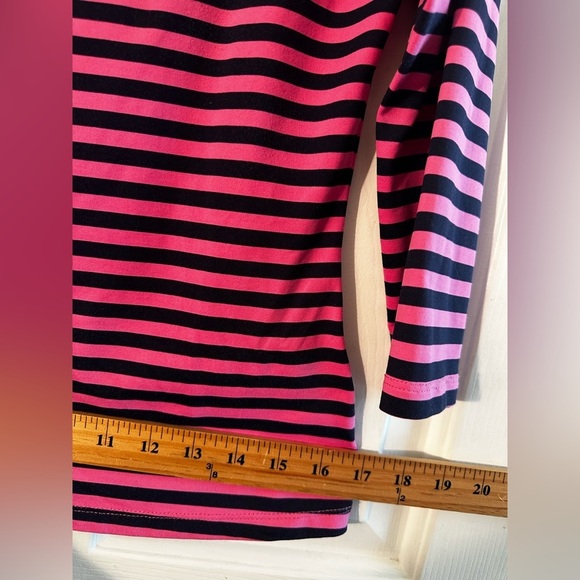 J. McLaughlin XS Pink Navy Striped Wavesong Catalina Cloth Nautical Boat Neck - Picture 8 of 8